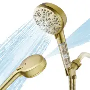 Gold Filtered Shower Head with Handheld, YardMonet 6 Modes Shower Head with F...