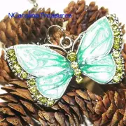 RETRO GREEN BUTTERFLIES BUTTERFLY SILVER CEILING FAN LIGHT SWITCH PULL LG PAIR