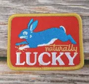 Naturally Lucky Rabbit Bunny Retro 70s 80s Style Embroidered Iron on Patch
