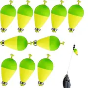 Fishing Bobber | 10X Oval Slip Floats for Fishing | Weighted Water Cork Ball Outdoor Sports Accessories for Freshwater Catfish Trout Ice