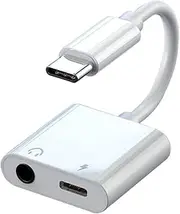 USB C to 3.5mm Headphone and Charger Adapter, 2-in-1 USB Type C to Aux Audio Jack and PD Fast Charging Splitter Adapter for iPhone 15 Pro Max,Samsung Galaxy S23,iPad Pro,MacBook Pro