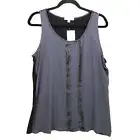 Anthropologie Pleione Womens Tunic Top Large Semi Sheer Chiffon Oversized Blouse