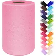 Pink Tulle Fabric Rolls 6 Inch by 100 Yards 300 ft Tulle Ribbon Netting Spool...
