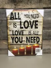 All You Need Is Love Rustic Framed Canvas Wall Art (Ready To Hang)