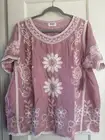 NWT Anthropologie Kindred Peasant Blouse Boho Top Plus Sz 1X 2X 3X Mauve Embroid