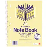 Spirax No.605 A4 2 Subject Notebook