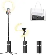 yAyusi Portable Ring Light with Stand, 4000mAh Battery Operated Cordless 10" Foldable Travel Ring Light, 79" Tripod Stand for Video Conference/Selfie/Live Stream/Makeup