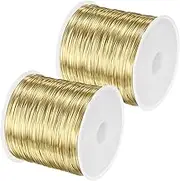 uxcell 2Roll 0.4mm Jewelry Wire, 26 Gauge 328FT Craft Wire Copper Beading Wire for Jewelry Making/Planting/Weaving/DIY Crafting, Soft Metal Wires [100M, Gold]