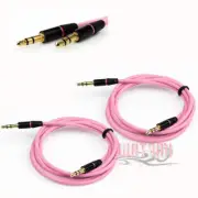 2X 3.5MM AUX MALE AUDIO EXTENSION CABLE CORD PINK FOR GALAXY S4 S3 NOTE 3 NEXUS