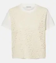 [Moncler] Moncler Floral cotton jersey T-shirt UK 14 white