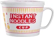 WHJY 27 oz Ceramic Modern Instant Noodles Bowl Cup Mug, Large Ramen Bowl with Handle & Lid, Ceramic Ramen Bowl, Soup Bowl, Instant Ramen Bowl, Ramen Bowls, Pasta Bowl - Red