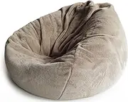 UYSOFRCV Bean Bag Chair Cover Premium Faux Rabbit Fur (No Filler),Bean Bag Cover Lazy SofasCover Adults and Kids Beanbag Chair Cover Storage Memory Foam,Light Brown