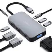 BENFEI 000335GY USB-C Hub with Triple Display, 8-in-1 Docking Station