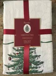 Spode CHRISTMAS TREE Fabric Table Cloth 60” x 120” Oval Oblong
