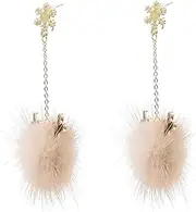 [COLLBATH] 1 Pair Fur Ball Earrings Ladies Christmas Bags Women’s Jewelry Drop Dangle Earrings Women s Stud Earrings Christmas Party Jewelry Festival Ear Pendants Xmas Props Fluffy