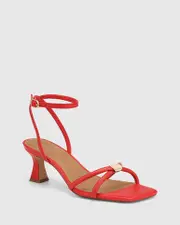 Kendall Rosso Red Leather Flared Heel Sandal