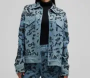 $695 Rag & Bone Women's Blue Sequin Denim Trucker Jacket Size S