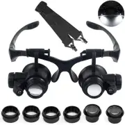 LED Head Mount Magnifier 10X 15X 20X 25X Hands-Free Magnifying Glass Headband...