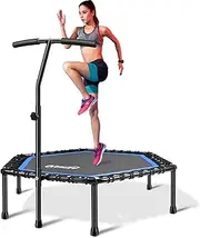 Newan 40"-48" Silent Mini Trampoline Fitness Trampoline Bungee Rebounder Jumping Cardio Trainer Workout for Adults-Max Limit 330lbs