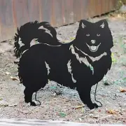 Japanese Spitz Black Metal Dog Silhouette