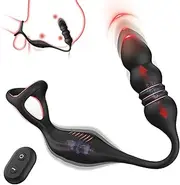 Thrusting Prostate Massager Anal Toys, Anal Plug Male Sex Toys for Men with 9 Vibrations, Vibrating Butt Plug Cock Ring with Remote Control, Male Vibrator Sex Toys4mens UK Adult Toys Vibrator Dildo