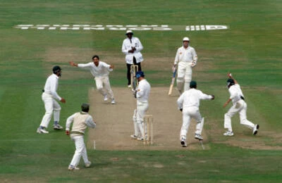 England batsman Graham Thorpe is out for 16 runs caught by Sh- Old Cricket Photo