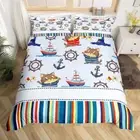 Duvet Cover Set Twin Size,Colorful Geometric Striped Bedding Set 2Pcs,Cartoon
