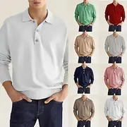 Men's Golf Shirt Knit Polo Street Casual Polo Collar Classic Long Sleeve Fashion Casual Solid Color Plain Button Front Simple Spring Fall Regular Fit Black W