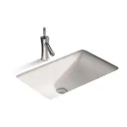 530*340*170mm Poseidon PU5334 Gloss White Ceramic Rectangle With Overflow Under-Mount Basin