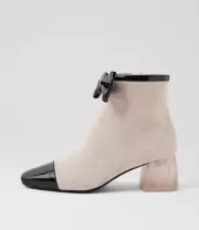 New Django & Juliette Mensah Black Nude Patent Suede Ankle Boots Womens Shoes