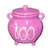 Rae Dunn "BOO" Iridescent Purple Cauldron Candle - Ambered Plum