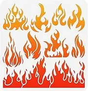 FINGERINSPIRE Flame Stencil 11.8x11.8 inch Reusable Fire Stencil Plastic 9 Styles Fire Pattern Stencil Flame Painting Decor Template for Arts Window Wall Crafts Painting Decorations