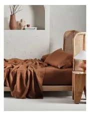 [Linen House] Nimes Sheet Set In Cinnamon