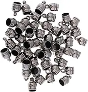 [Geardeangloow] 50pcs End Cap Bead Stopper Fit 8mm Leather Cord Jewelry Findings Grey Black