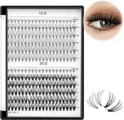 Bodermincer 10D 20D 240pcs Cluster Eyelash Extensions 8-9-10-11-12mm Mixed/ 10-11-12-13-14mm Mixed/12-13-14-15-16mm Mixed Eyelash Clusters Lash Extension Individual Lashes for Self Application