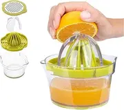 4 in 1 Manual Manual Juicer,1Pc Citrus Lemon Orange Juicer Manual Hand Squeezer with Measuring Cup and Grater,Lemon Orange Hand Juicer Manual Fruit Squeezer,Manual Hand Citrus Lemon Orange Squeezer