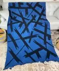 Mudcloth Bogolan Nina Blue Textile Bedsheet Mali Handmade Sofa Throw Blanket