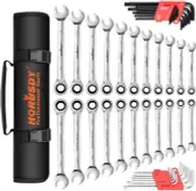 48 Piece Ratchet Wrench Set Ratchet Spanner & Hex Key Metric SAE Allen Key Wren