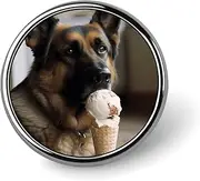 [FZMVSQH] Dog Who Likes Ice Cream Printed Round Button Pin Badges Metal Pinback Buttons 1 Inch Pins for Hat Shirt Clothing Bags Decoration, Circular, Aluminum