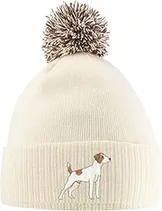 [Purple Print House] Jack Russell Bobble Hat - Jack Russell Terrier Beanie Hat with Bobble - Christmas Jack Russell Dog Lover Gift Idea for Men Women Kids