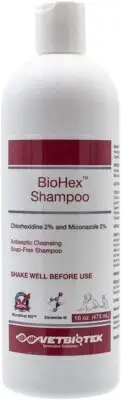 BioHex Antiseptic Shampoo - 16 oz Chlorhexidine & MicroSilver for Dogs & Cats