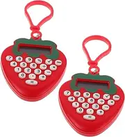 [DINHEAROM] 2 Pcs Strawberry Shape Portable Desktop Calculator Mini Electronic Calculator with Keychain for Students Easy Operation and Display for Quick Calculations