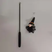Halloween Witch Telescopic Cat Teaser Wand - Extendable Fishing Rod Toy with Bel