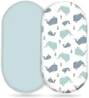 Oaygat 2 Pack Moses Basket Fitted Sheets Newborn Pram Sheets Fitted Baby Bassinet Fitted Sheet Baby Bassinet Sheet Cozy and Breathable Crib Sheet for Boy and Girl Oval, Hourglass & Rectangle Bassinet