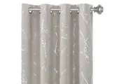 2x Blackout Curtains Foil Print Twig Tree Branch Thermal Insulated Curtain Drapes Light Blocking,Stone