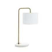 Ingrid Table Lamp White Fabric Antique Gold Metal - INGRID TL-GDWH