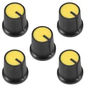 5Pcs Plastic Potentiometer Volume Control Rotary Knob Knurled Shaft Hole Yellow