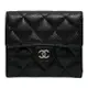 【CHANEL】香奈兒 銀色雙C LOGO 荔紋牛皮 翻蓋錢包/短夾-黑色 AP0231Y01588C 3906