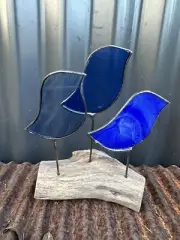 Lead light birds ( Set Of 3) On Driftwood