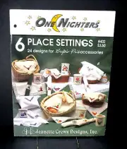 Jeanette Crews Designs One Nighters 6 Place Settings Cross Stitch Patterns New